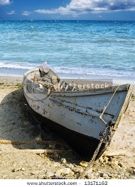 Boat stranded on the beach